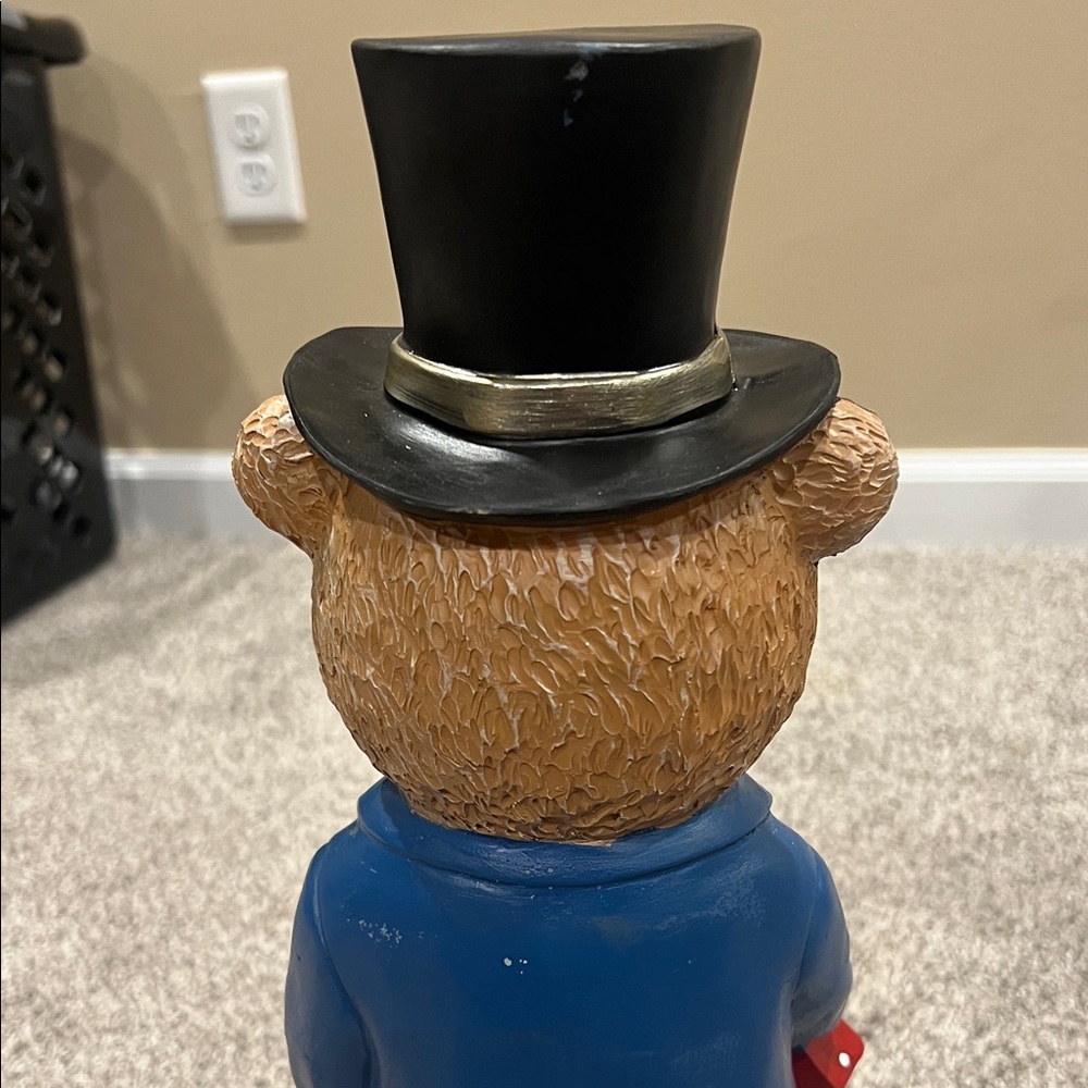 New Viral Tjmaxx Festive Bear Figurine with Gift Black Top Hat - Picture 9 of 17